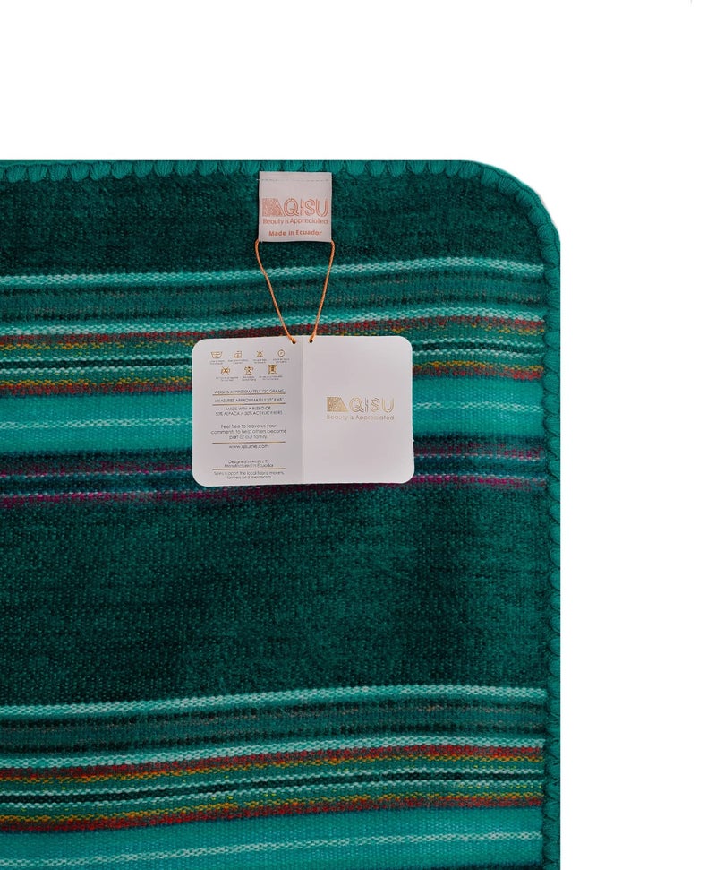 QISU Alpaca Wool Blanket Throw | Large, Beautiful, Warm, Variegated | 85 x 65 inches | Ultra-Soft, Hypoallergenic and Breathable | Non-Itchy or Scratchy (Turquoise Sea Foam Variegated) - Image 5